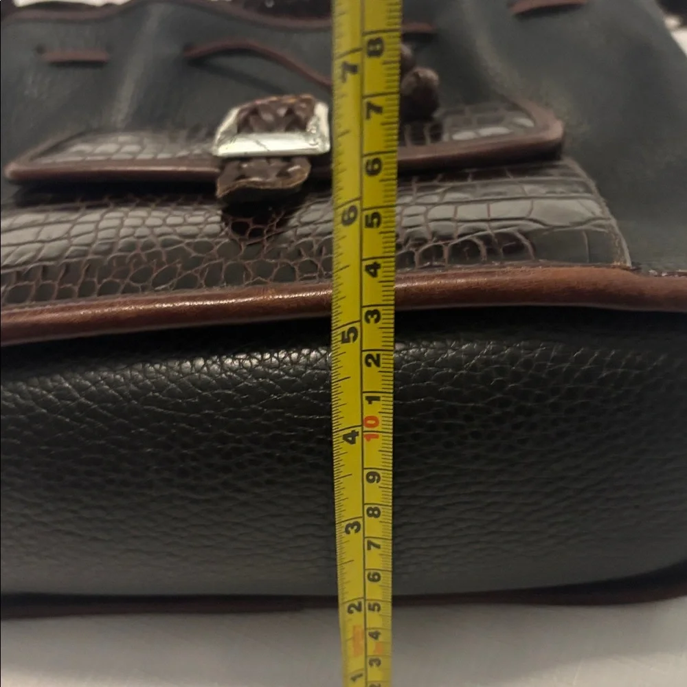 VTG Brighton Black & Brown silver Bucket Bag Crocodile print pebbled leather 90s - Picture 15 of 15